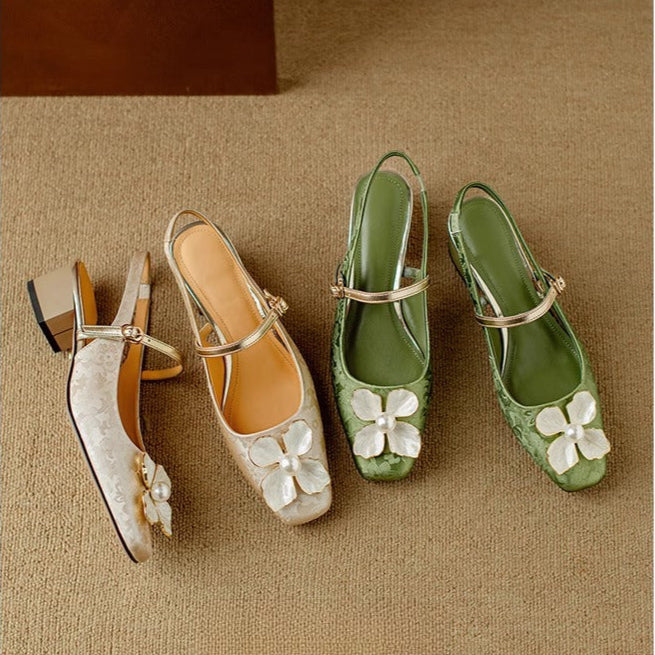 Women's Heels | Floral Jacquard Block-Heel Pumps