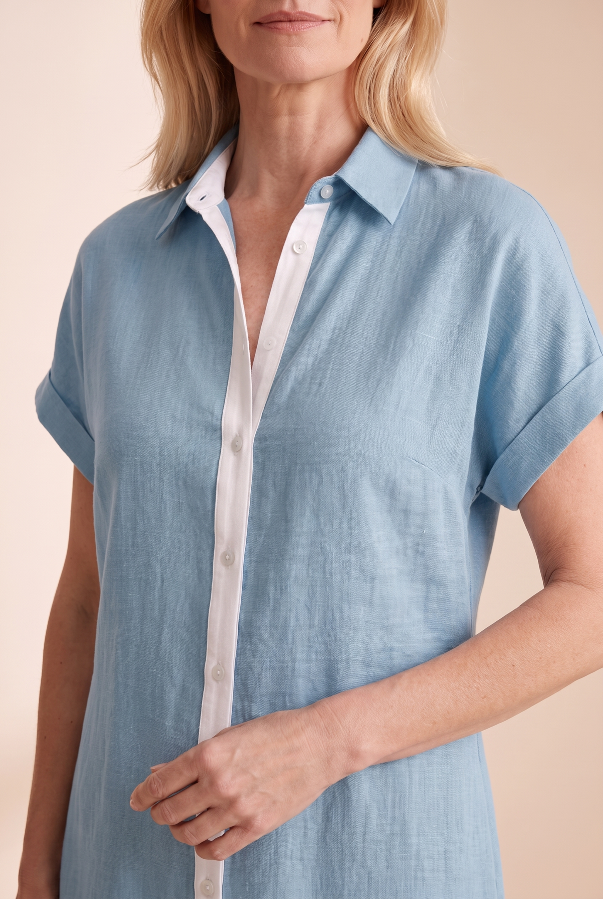 Women's Dress | Linen-Blend Button-Front Shirt Maxi Dress