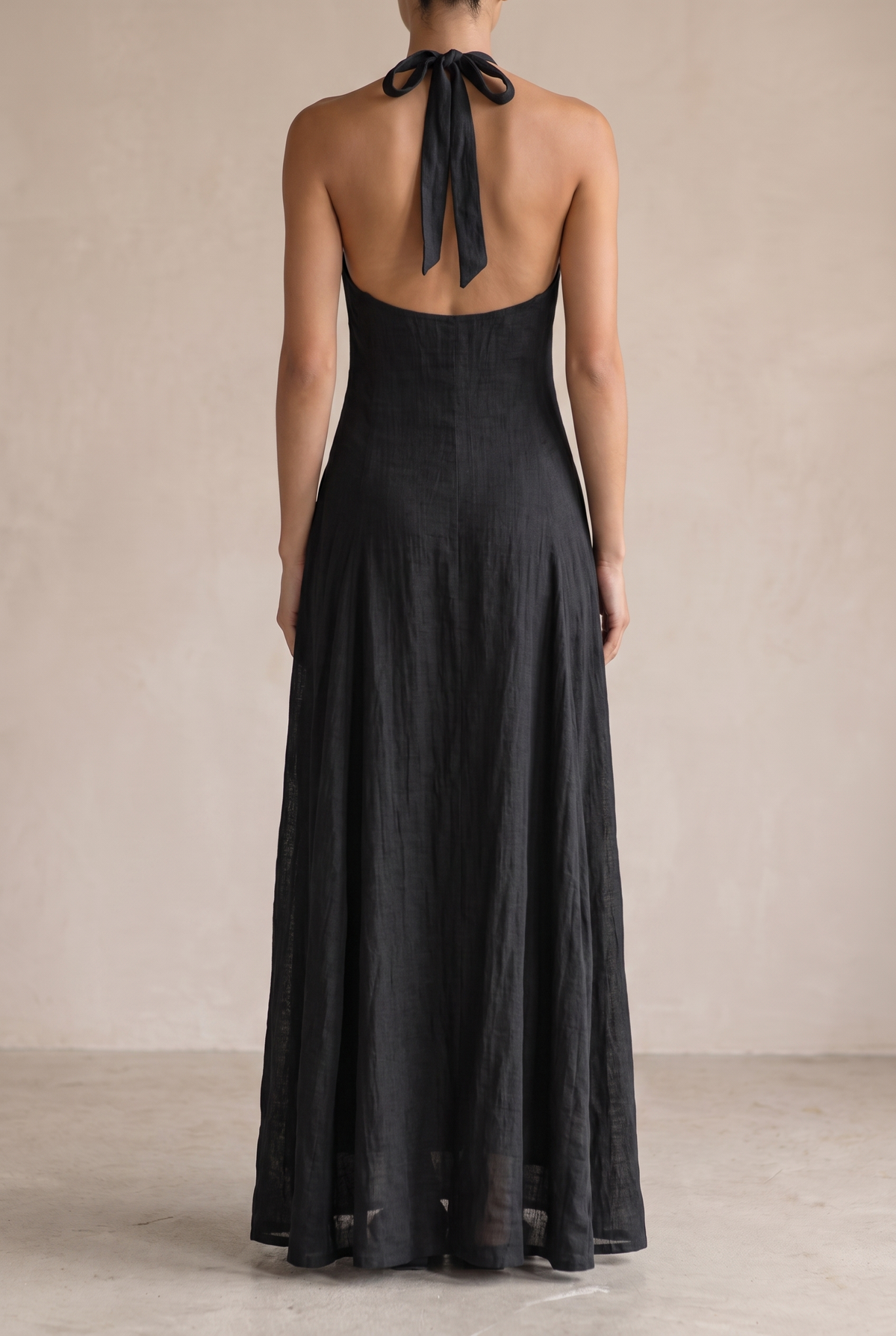 Women's Dress | Linen-Blend Halter Maxi Dress