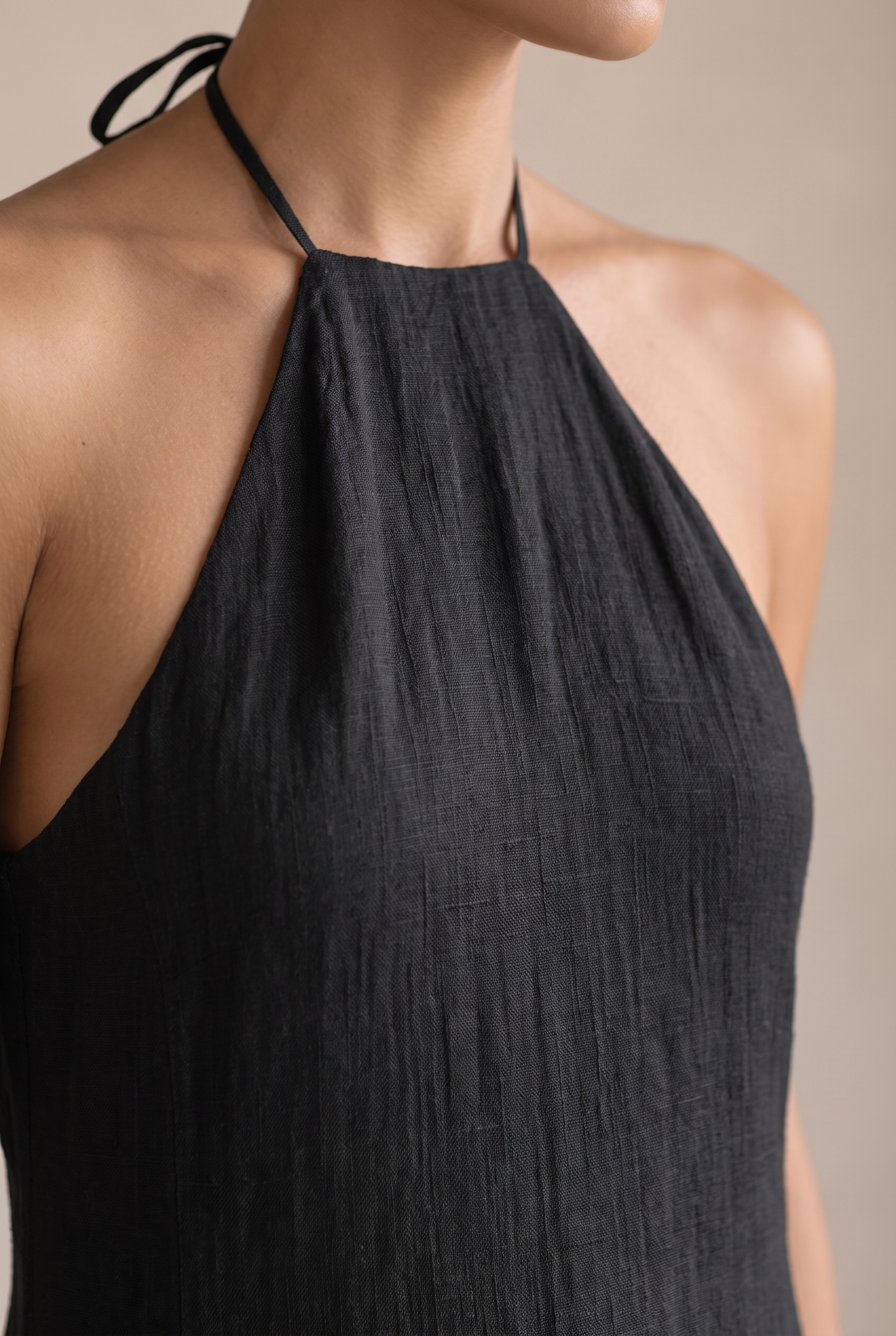 Women's Dress | Linen-Blend Halter Maxi Dress