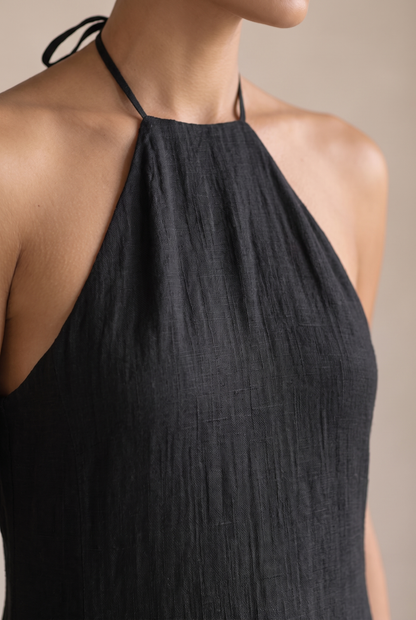 Women's Dress | Linen-Blend Halter Maxi Dress