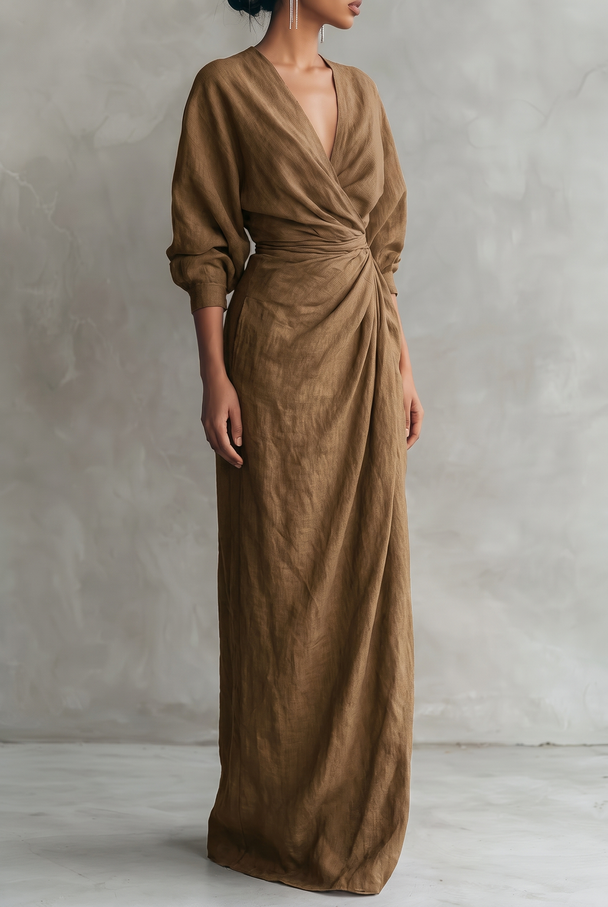 Women's Dress | Linen-Blend V-Neck Maxi Dress