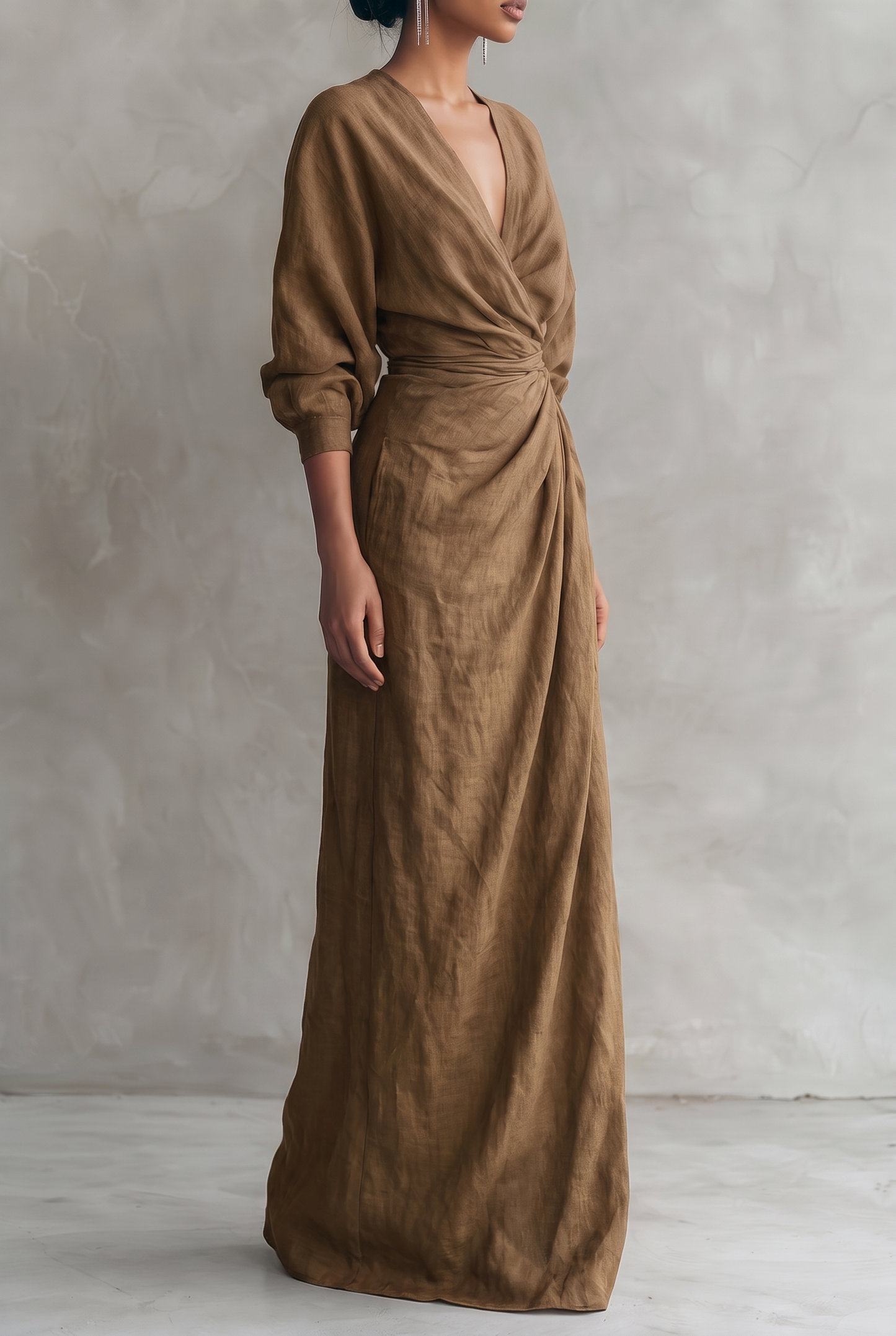 Women's Dress | Linen-Blend V-Neck Maxi Dress