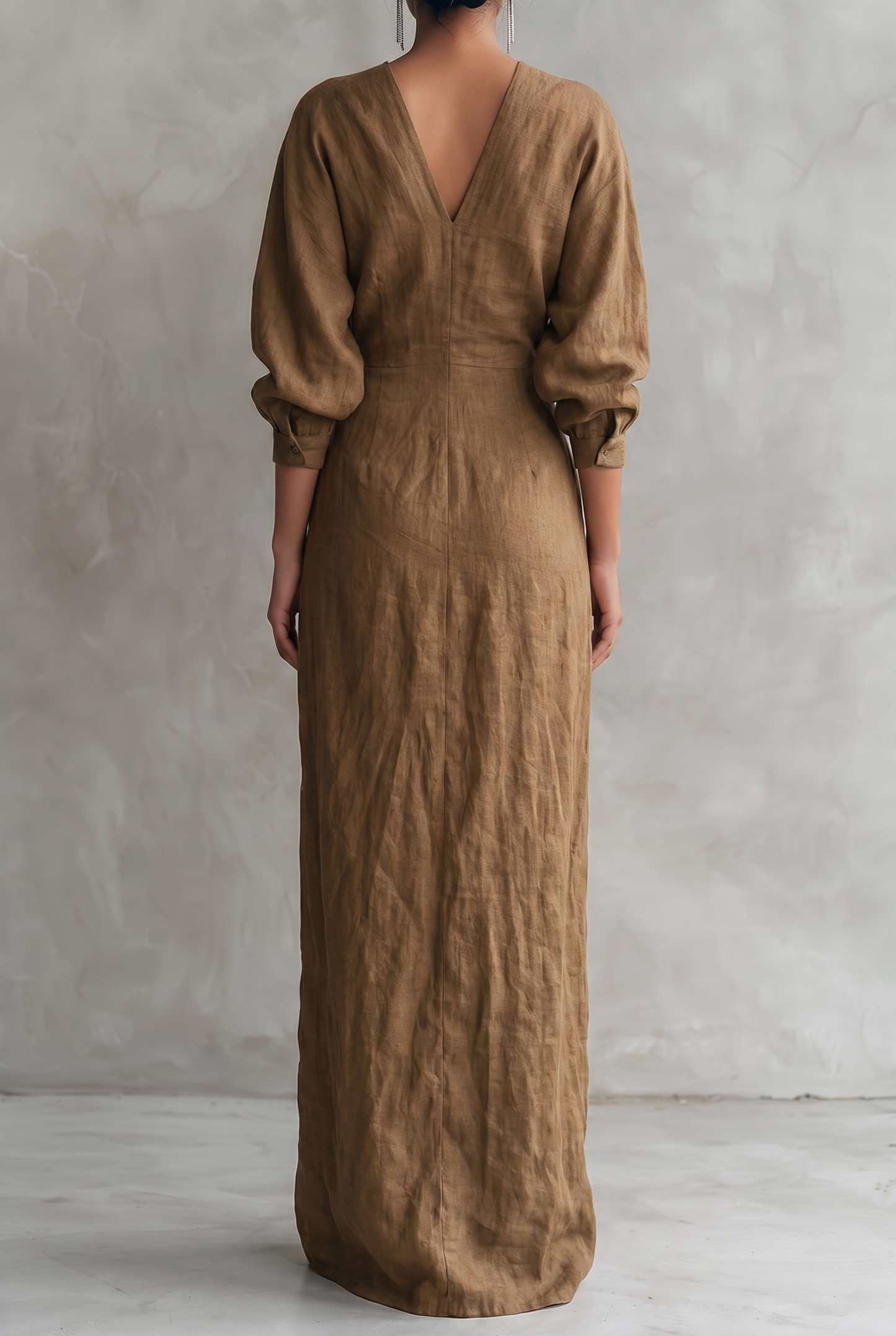 Women's Dress | Linen-Blend V-Neck Maxi Dress