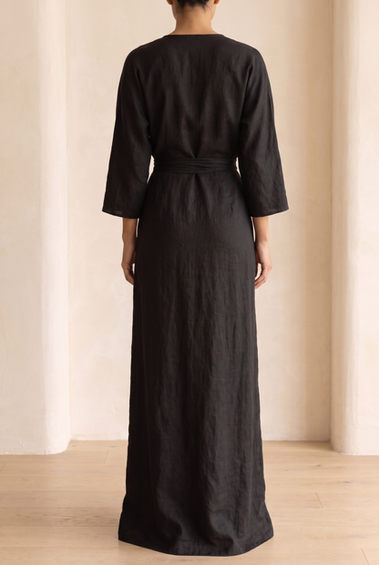 Women's Dress | Linen-Blend V-Neck Maxi Dress