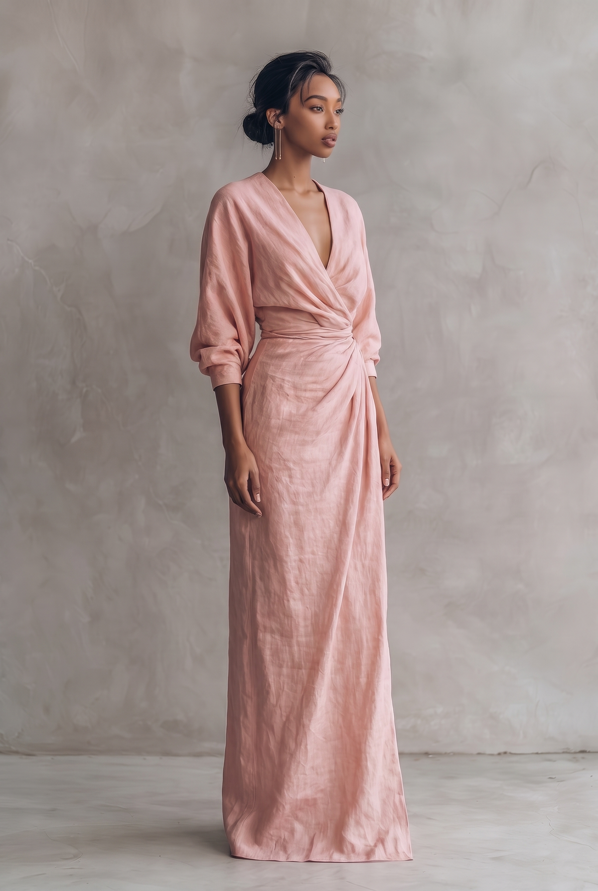 Women's Dress | Linen-Blend V-Neck Maxi Dress
