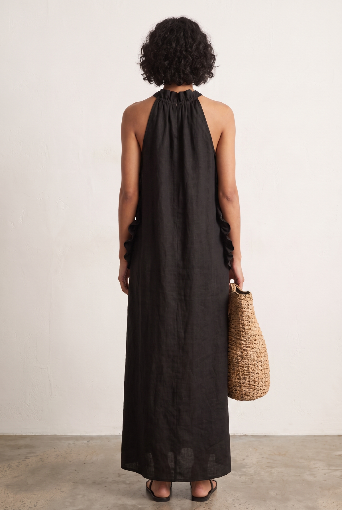 Women's Dress | Linen-Blend Ruffle Sleeveless Maxi Dress
