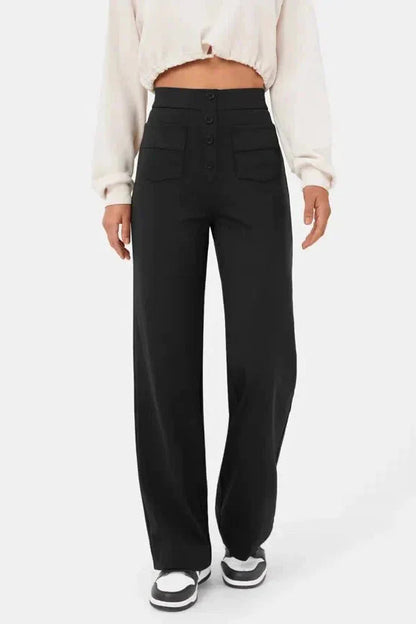 Linen Wide Leg Trousers | High Waist Street Style