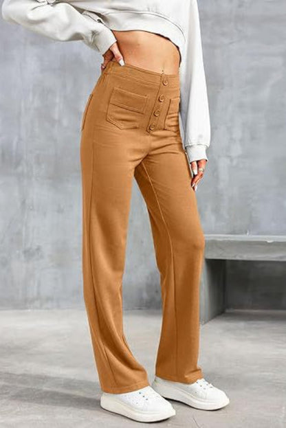 Linen Wide Leg Trousers | High Waist Street Style