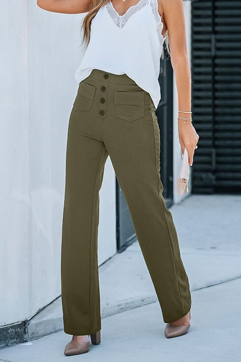 Linen Wide Leg Trousers | High Waist Street Style