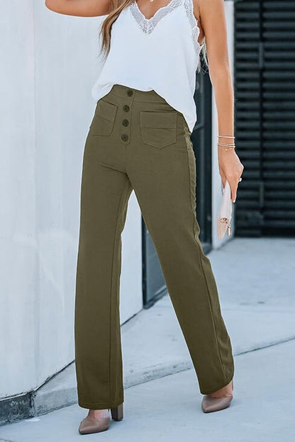 Linen Wide Leg Trousers | High Waist Street Style