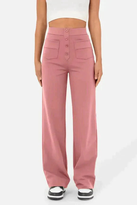 Linen Wide Leg Trousers | High Waist Street Style