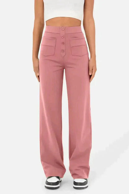 Linen Wide Leg Trousers | High Waist Street Style