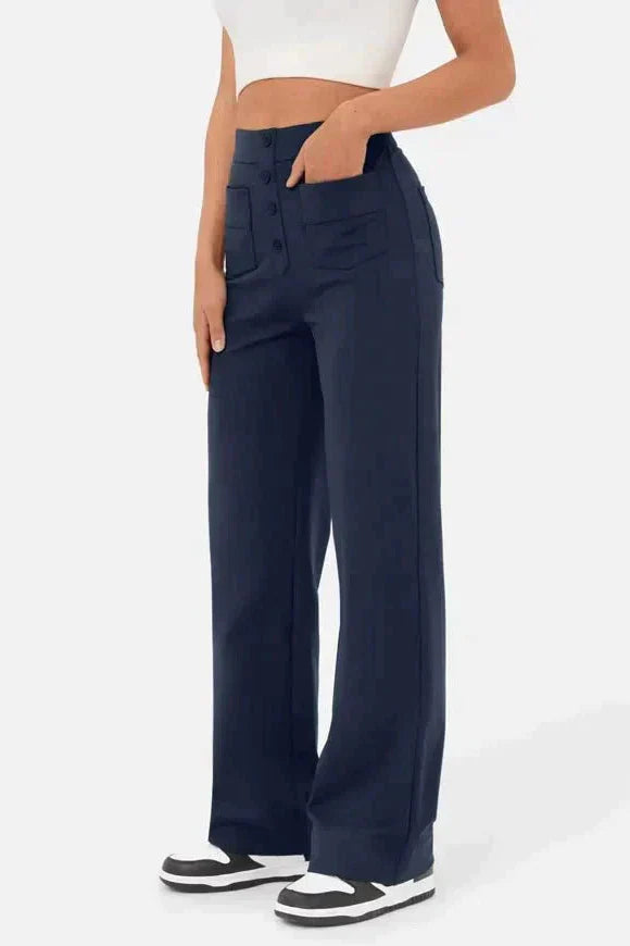 Linen Wide Leg Trousers | High Waist Street Style