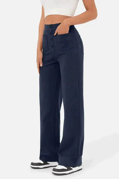 Linen Wide Leg Trousers | High Waist Street Style