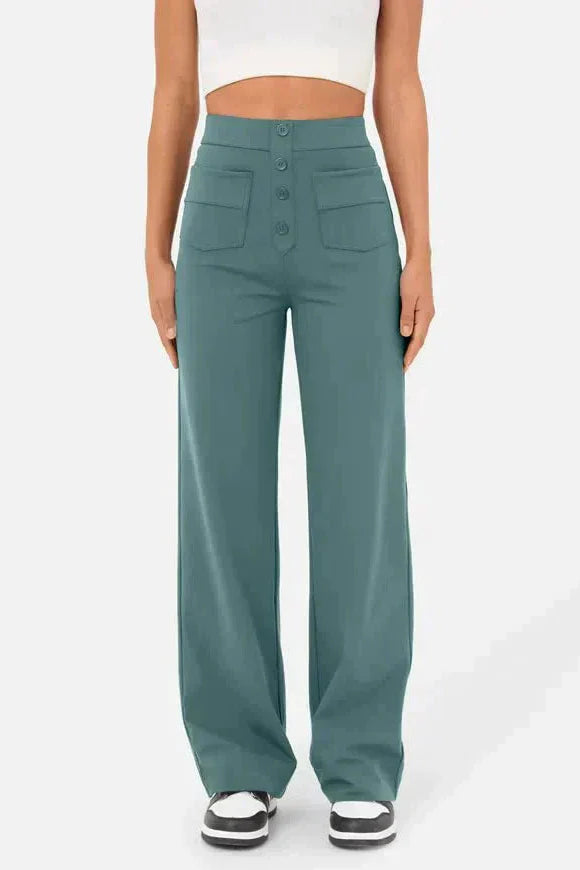 Linen Wide Leg Trousers | High Waist Street Style