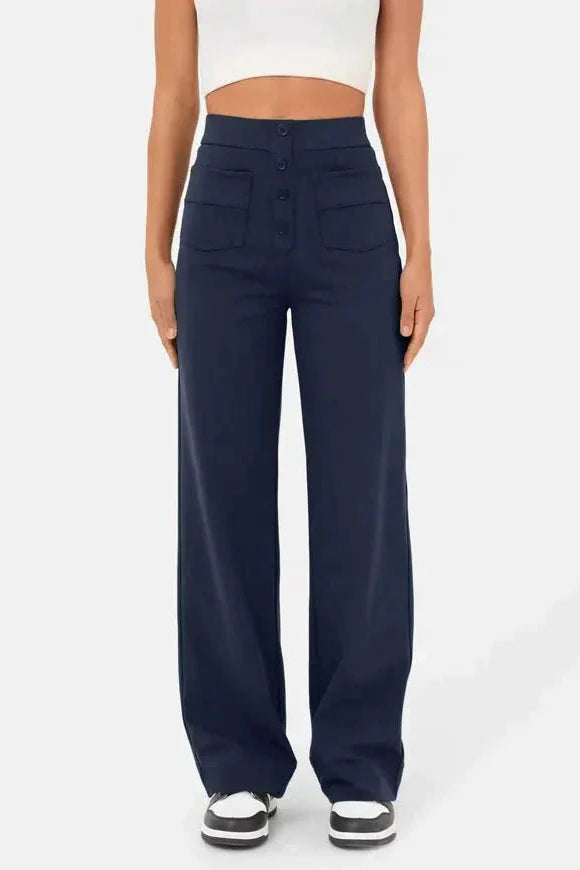 Linen Wide Leg Trousers | High Waist Street Style