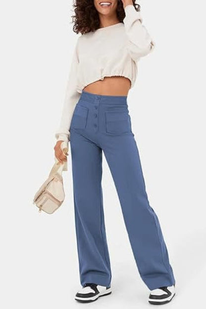 Linen Wide Leg Trousers | High Waist Street Style