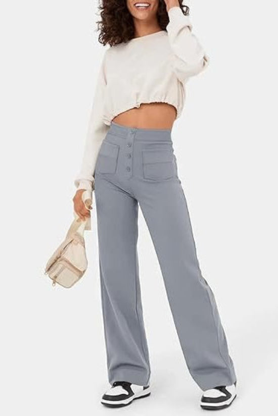 Linen Wide Leg Trousers | High Waist Street Style