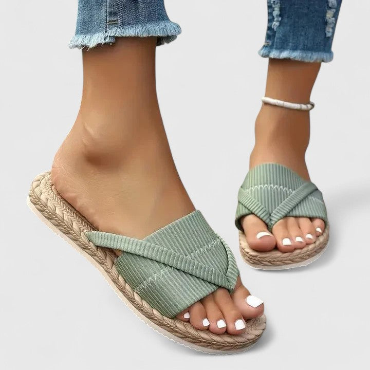 Women's orthopedic open comfort sandals in mint green