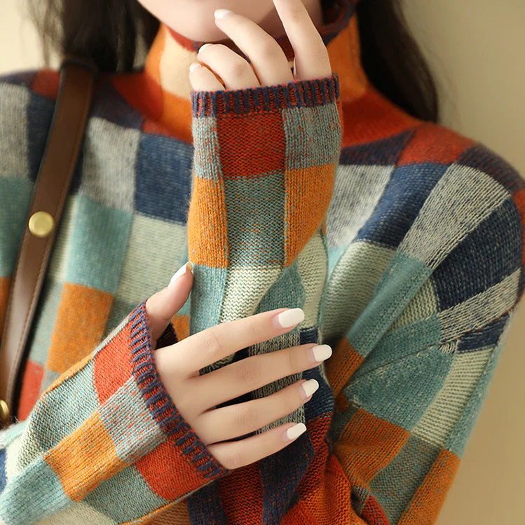 Jumper | Colourful Turtleneck Knit Jumper