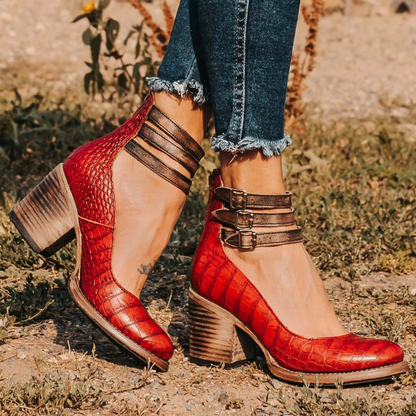 Orthopedic Ankle Boots | Strappy Block Heel Boots