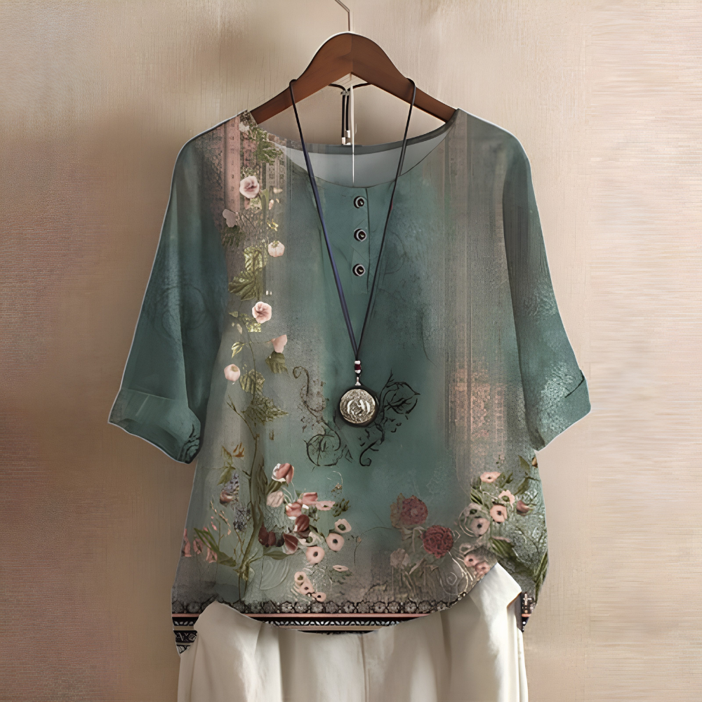 floral green blouse
