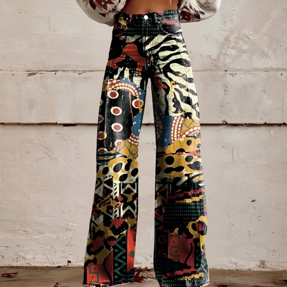 High Waist Wide Leg Jeans | Bold Floral Denim