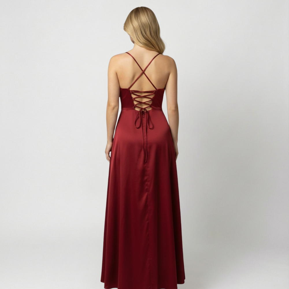 Maxi Dress | Satin Slip Maxi Dress with Leg Slit