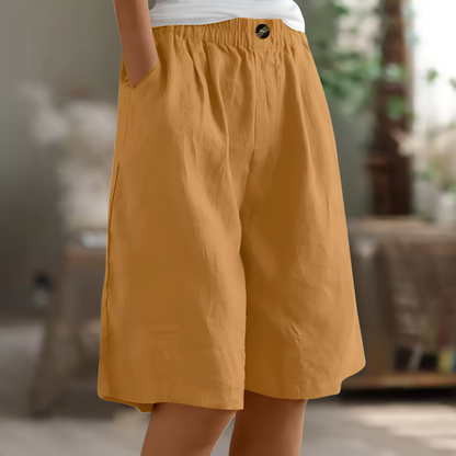 Elastic Waist Loose Fit Shorts with Pockets