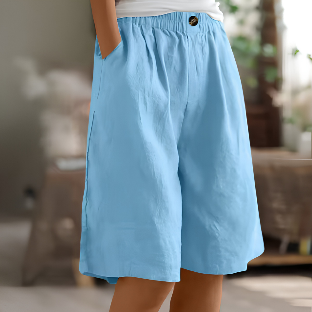 Elastic Waist Loose Fit Shorts with Pockets