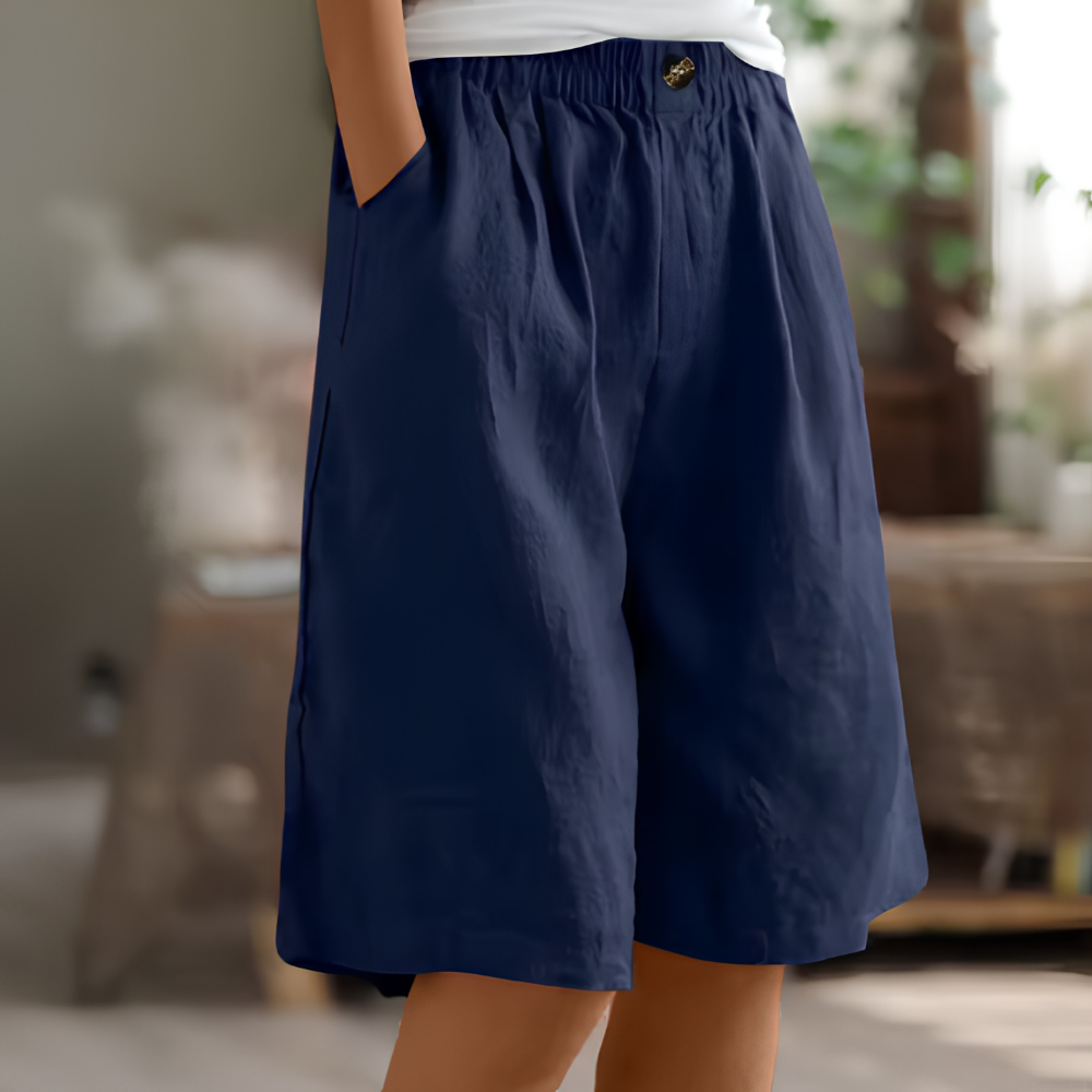 Elastic Waist Loose Fit Shorts with Pockets