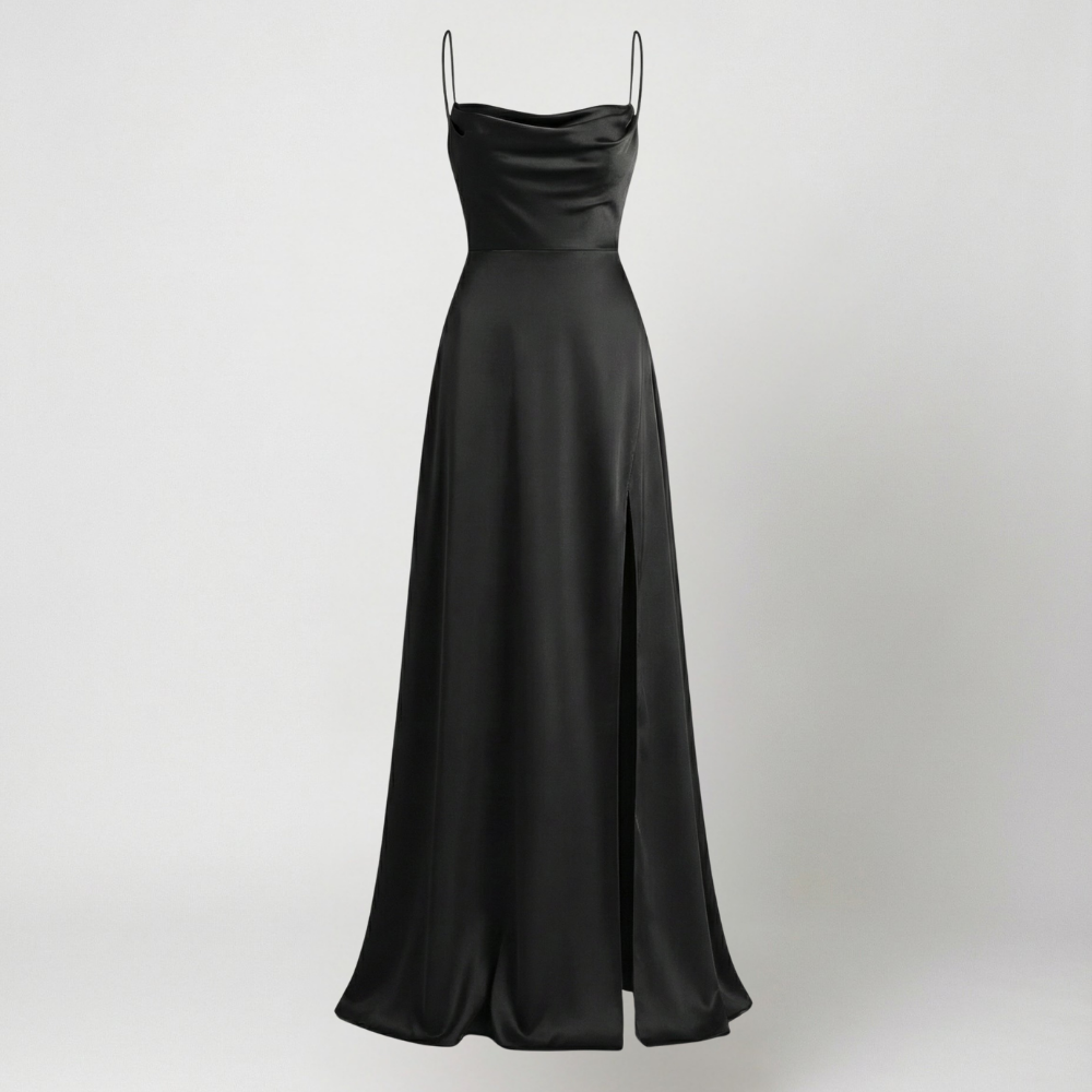 Maxi Dress | Satin Slip Maxi Dress with Leg Slit
