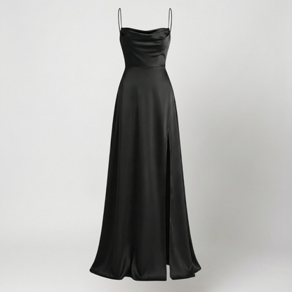 Maxi Dress | Satin Slip Maxi Dress with Leg Slit
