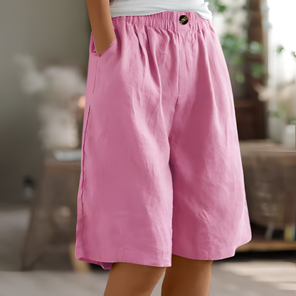 Elastic Waist Loose Fit Shorts with Pockets