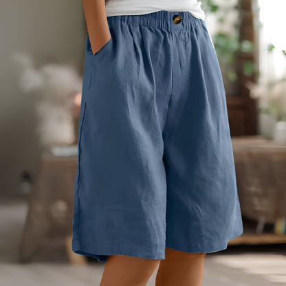 Elastic Waist Loose Fit Shorts with Pockets