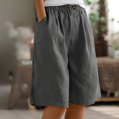Elastic Waist Loose Fit Shorts with Pockets