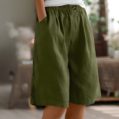 Elastic Waist Loose Fit Shorts with Pockets