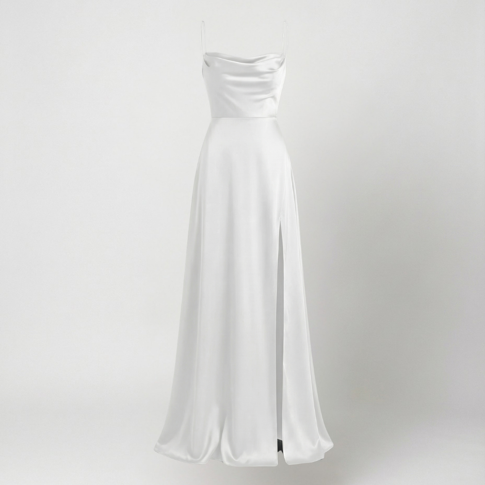 Maxi Dress | Satin Slip Maxi Dress with Leg Slit