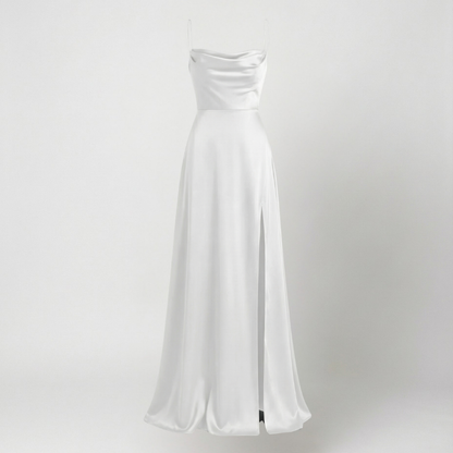 Maxi Dress | Satin Slip Maxi Dress with Leg Slit