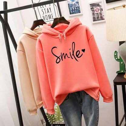 Hoodie | Smiley Print Relaxed Hooded Sweatshirt