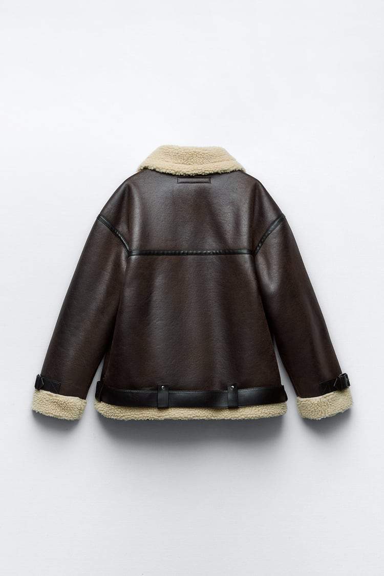 Women's lapel water-repellent insulated jacket in brown