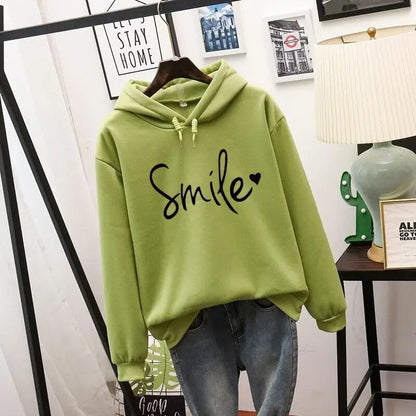 Hoodie | Smiley Print Relaxed Hooded Sweatshirt