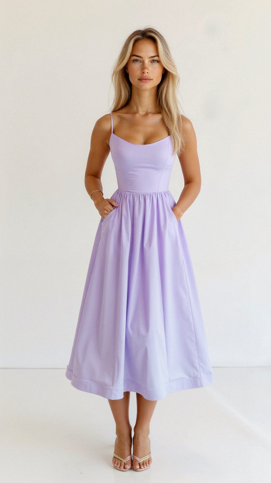Women's Dress | Sleeveless Flowing Midi Dress