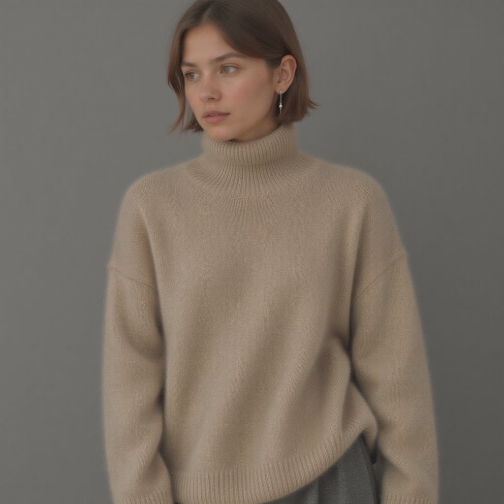 Oversized Roll-Neck Cashmere-Blend Jumper
