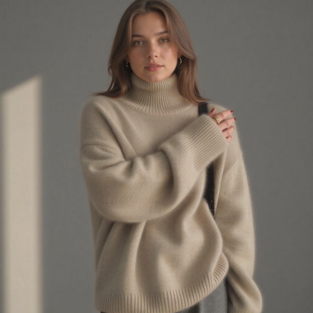 Oversized Roll-Neck Cashmere-Blend Jumper