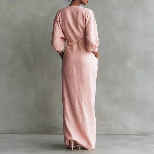 Women's Dress | Wrap Maxi Dress with Side Slit