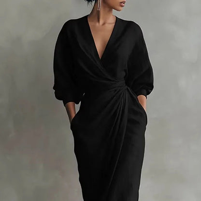 Women's Dress | Wrap Maxi Dress with Side Slit