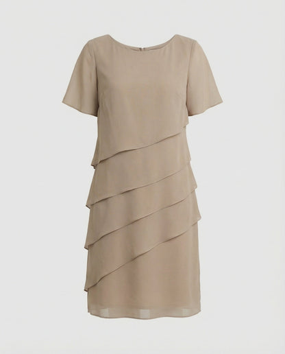 Women's Dress | Chiffon Tiered Short-Sleeve Dress