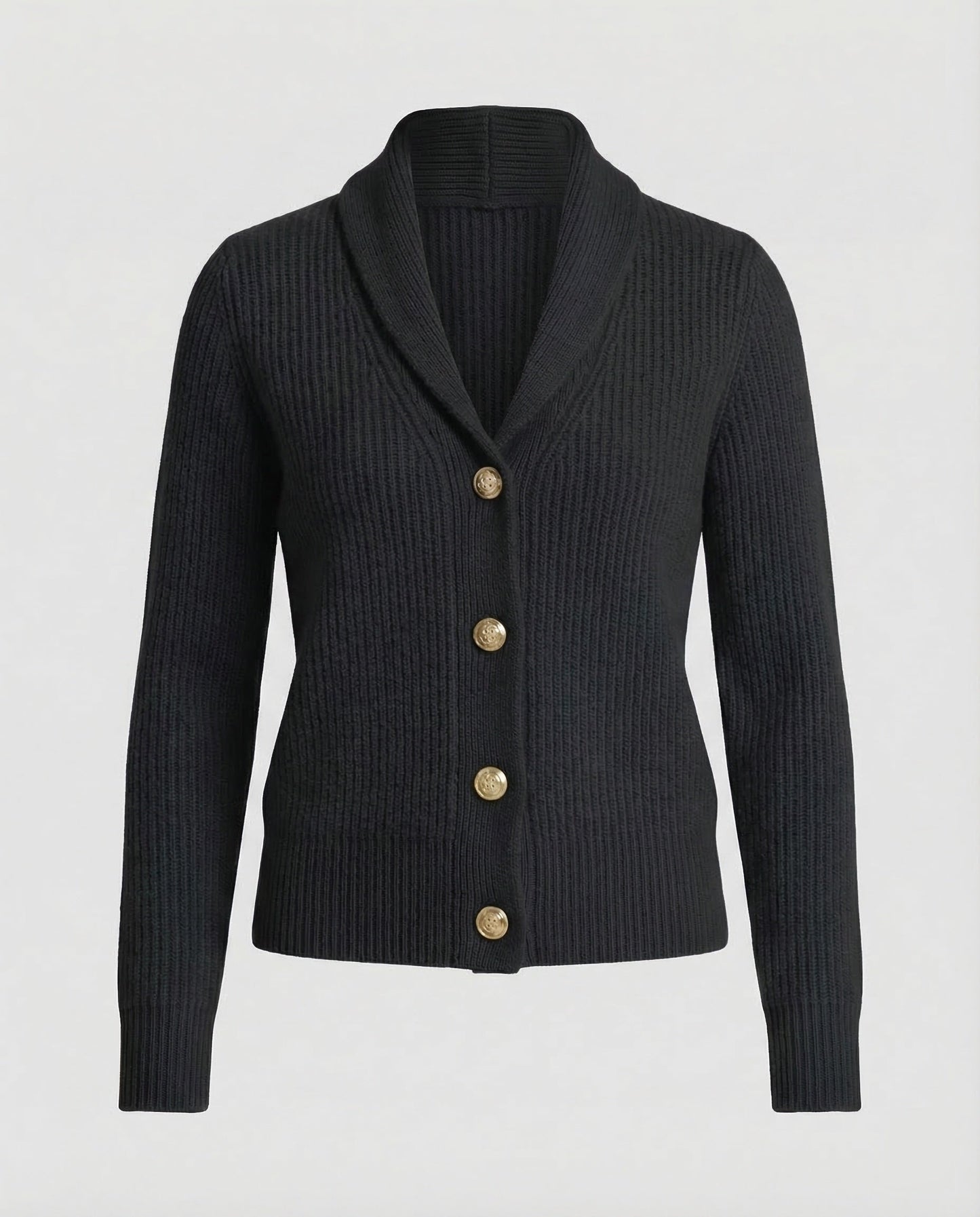 Knit Cardigan | Lapel Collar Button-Front Cardigan